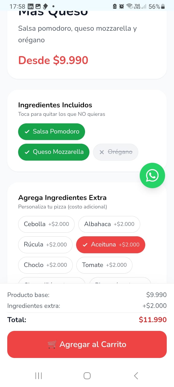 Sistema de personalización de pizzas con toppings